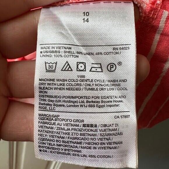 Gap Pink and White Striped Linen Blend Lined Mini Dress Size 10 - Picture 3 of 4